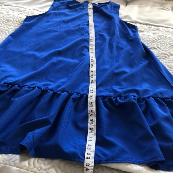 2/30🌻Lovely blue ruffled sleeveless dress XL/ 8 - Picture 6 of 6